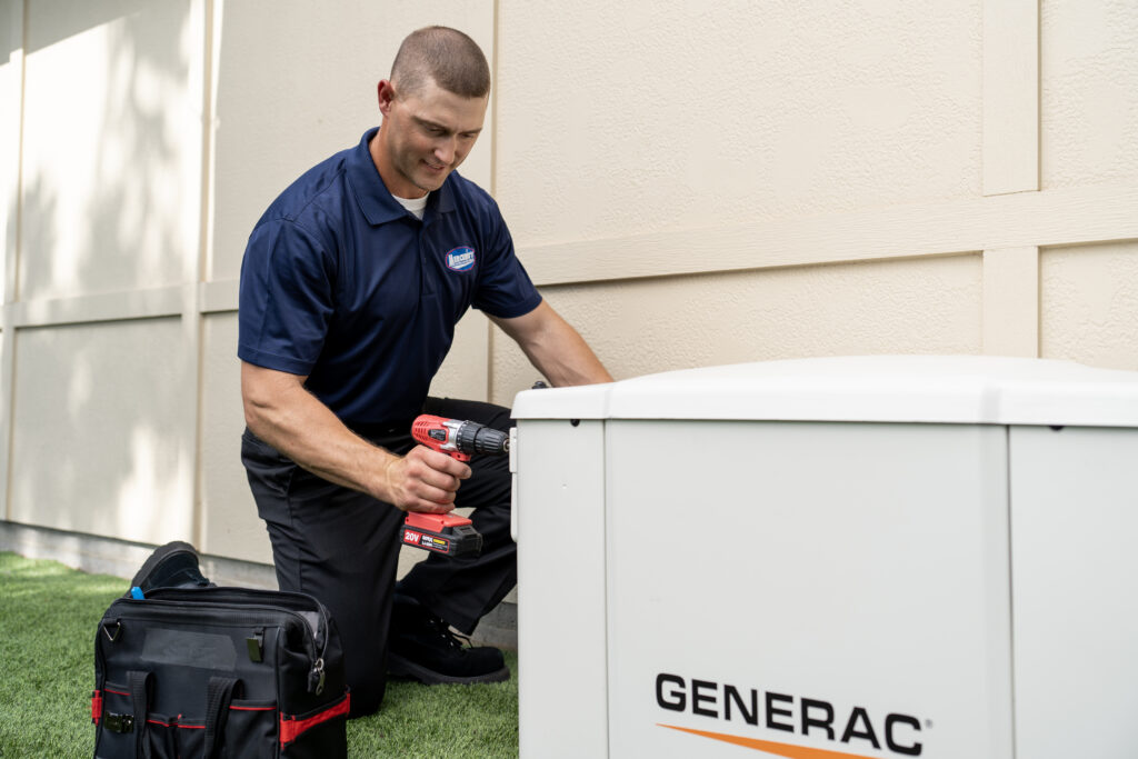 electrician installing Generac generator